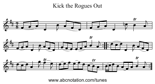 Kick the Rogues Out - staff notation