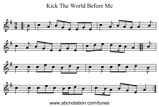 Kick The World Before Me - staff notation