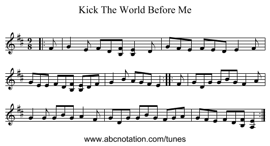 Kick The World Before Me - staff notation