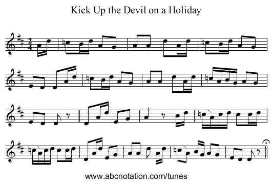 Kick Up the Devil on a Holiday - staff notation