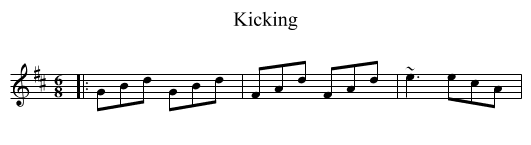 Kicking - staff notation