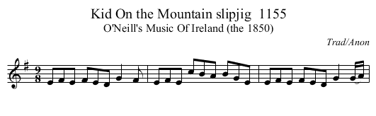 Kid On the Mountain slipjig  1155 - staff notation