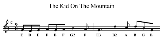 Kid On The Mountain, The - staff notation