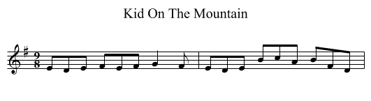 Kid On The Mountain - staff notation