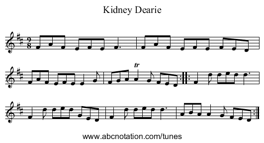 Kidney Dearie - staff notation