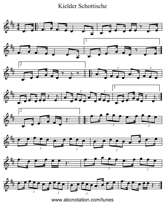 Kielder Schottische - staff notation