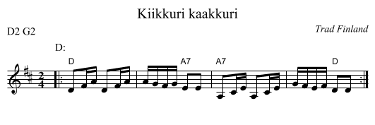 Kiikkuri kaakkuri - staff notation