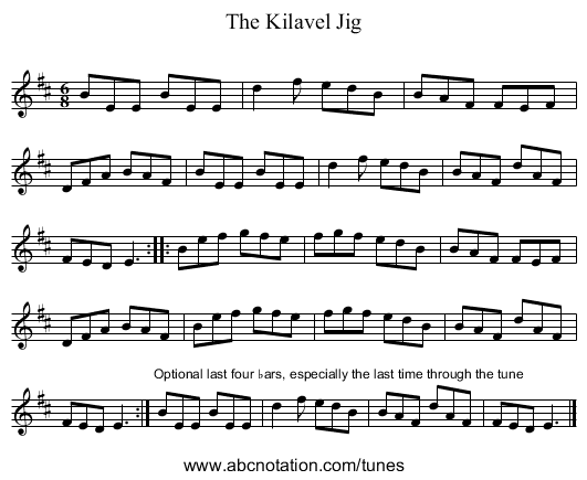 Kilavel Jig, The - staff notation
