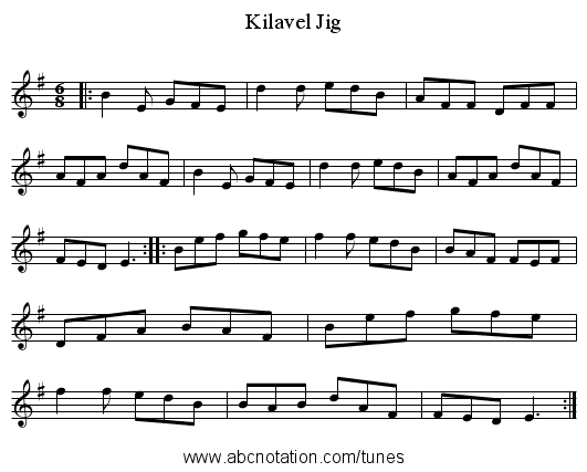 Kilavel Jig - staff notation