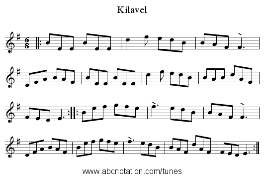 Kilavel - staff notation
