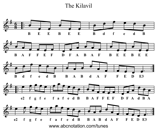 Kilavil, The - staff notation