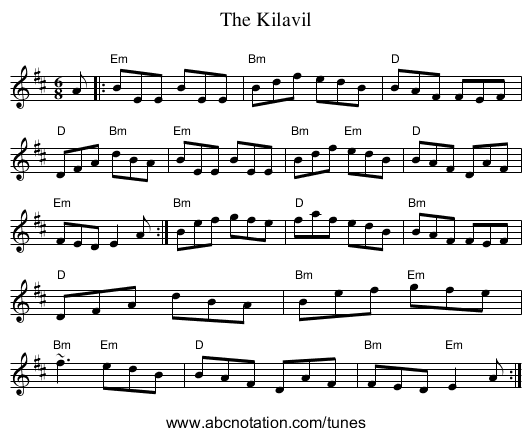 Kilavil, The - staff notation