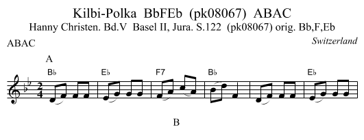 Kilbi-Polka  BbFEb  (pk08067)  ABAC - staff notation