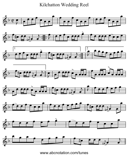 Kilchatton Wedding Reel - staff notation