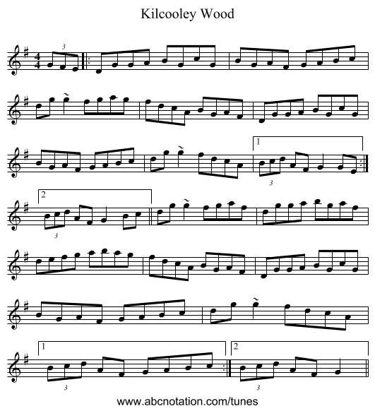 Kilcooley Wood - staff notation