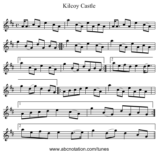 Kilcoy Castle - staff notation