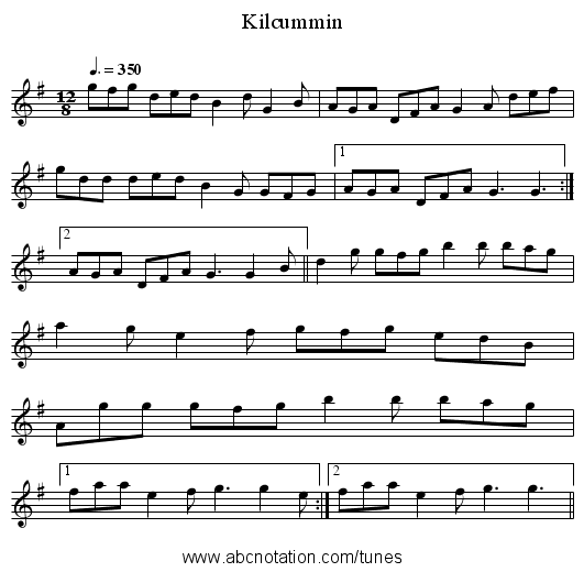 Kilcummin - staff notation