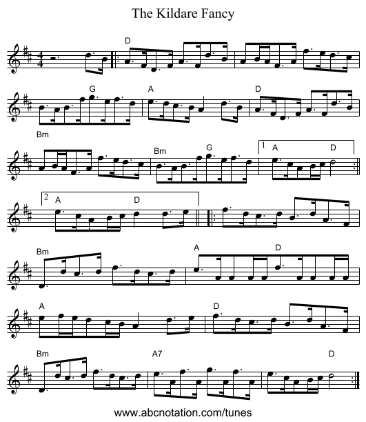 Kildare Fancy, The - staff notation