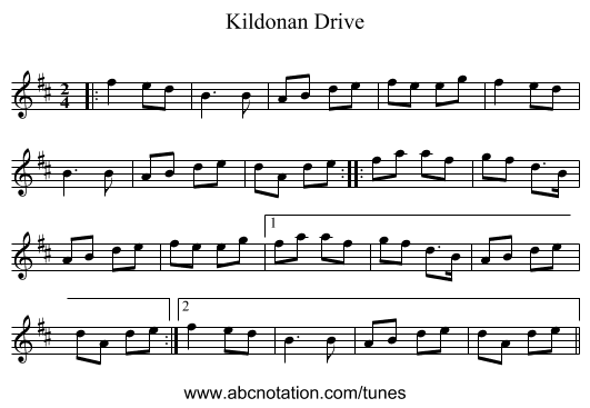Kildonan Drive - staff notation