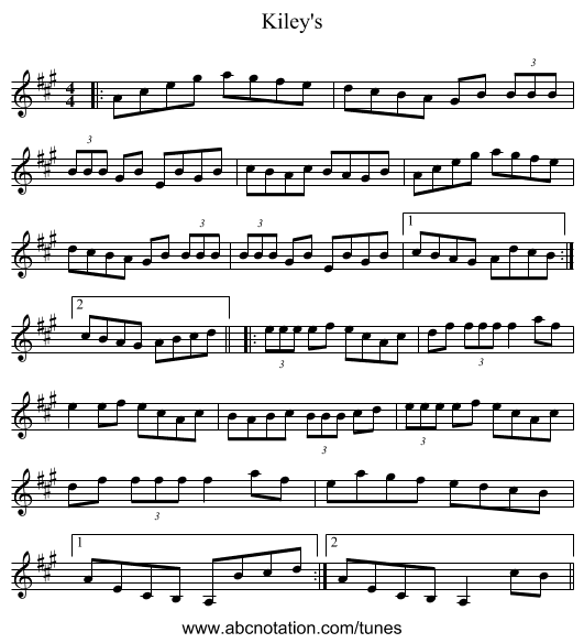 Kiley's - staff notation