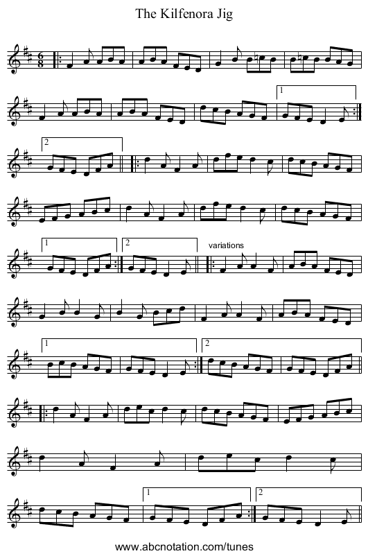 Kilfenora Jig, The - staff notation