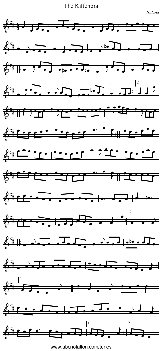 Kilfenora, The - staff notation