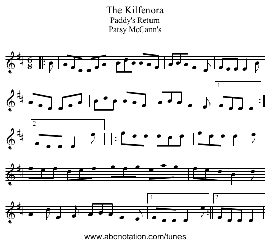 Kilfenora, The - staff notation