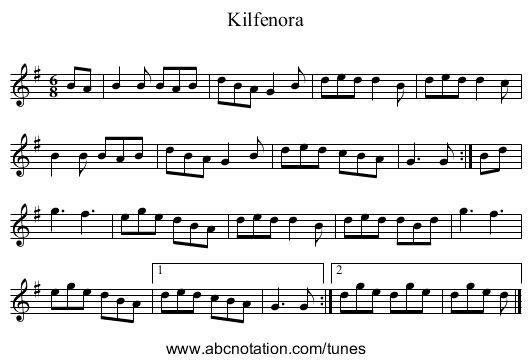 Kilfenora - staff notation