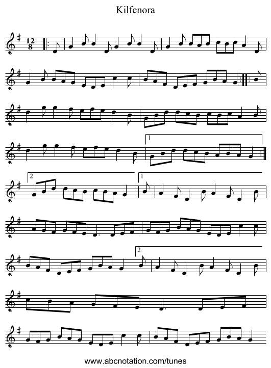Kilfenora - staff notation