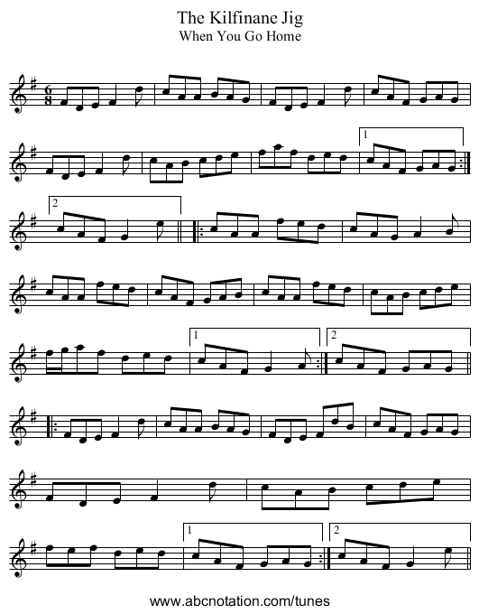 Kilfinane Jig, The - staff notation