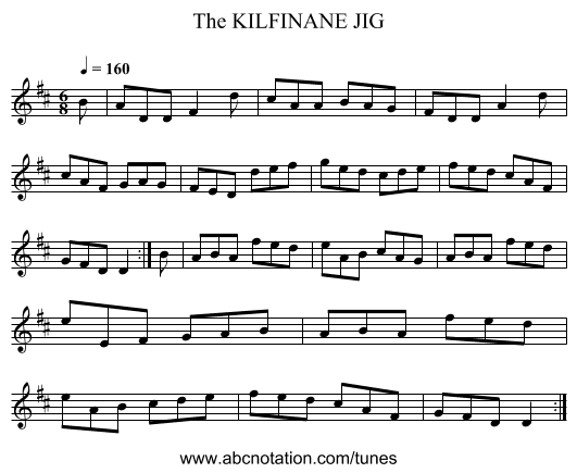 KILFINANE JIG, The - staff notation