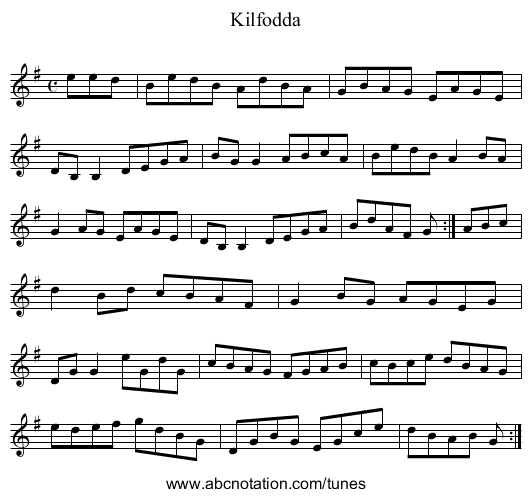 Kilfodda - staff notation