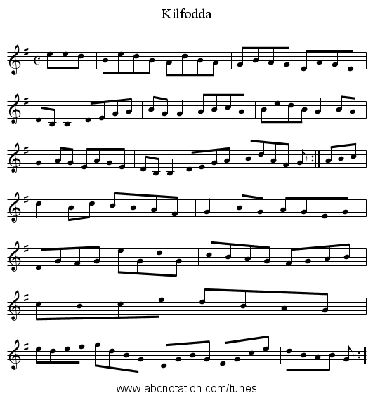 Kilfodda - staff notation