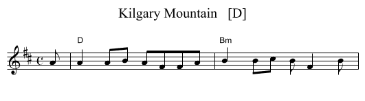 Kilgary Mountain   [D] - staff notation