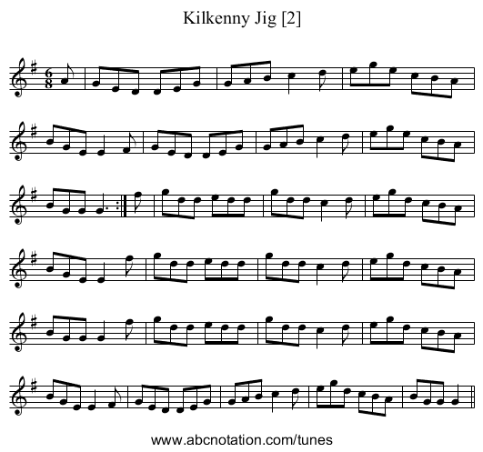 Kilkenny Jig [2] - staff notation