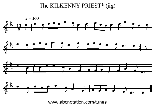KILKENNY PRIEST* (jig), The - staff notation