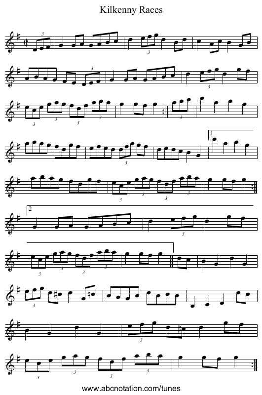 Kilkenny Races - staff notation