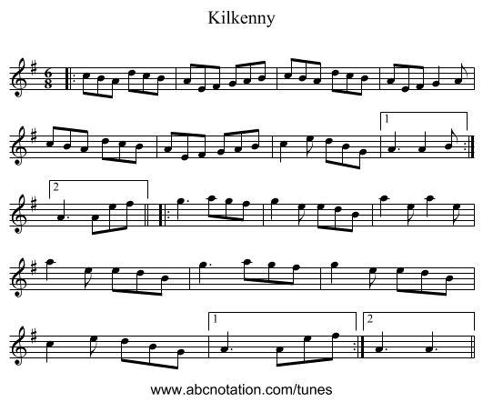 Kilkenny - staff notation