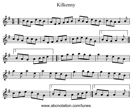 Kilkenny - staff notation