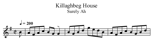 Killaghbeg House - staff notation