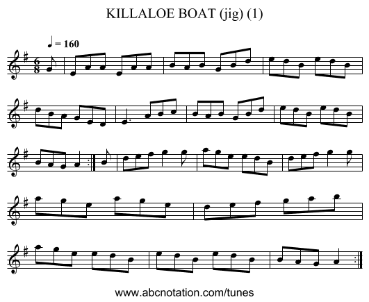 KILLALOE BOAT (jig) (1) - staff notation