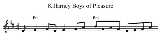 Killarney Boys of Pleasure - staff notation