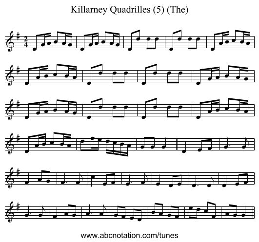 Killarney Quadrilles (5) (The) - staff notation