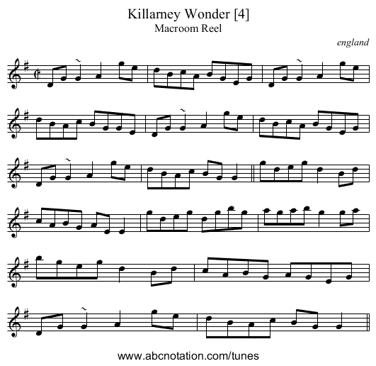 Killarney Wonder [4] - staff notation