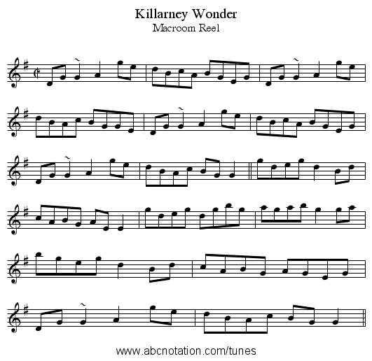 Killarney Wonder - staff notation