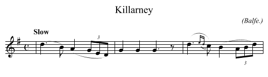 Killarney - staff notation