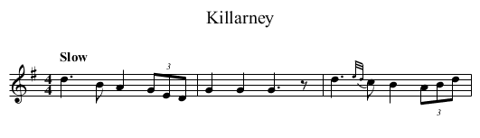 Killarney - staff notation