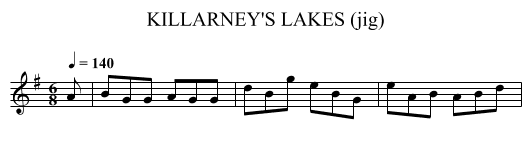 KILLARNEY'S LAKES (jig) - staff notation