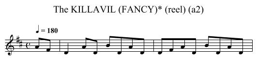 KILLAVIL (FANCY)* (reel) (a2), The - staff notation