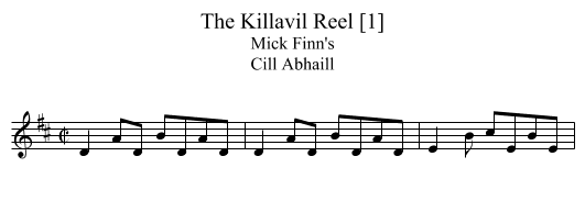 Killavil Reel [1], The - staff notation